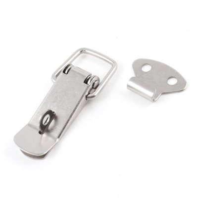 На картинке «Замок-защёлка "Лягушка-Пломба-№1" (111х24мм) под навесной замок,пломбу, подпружиненный, хром»