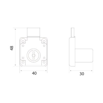 На картинке «Замок мебельный № 138 хром, 2 пластик ключа»