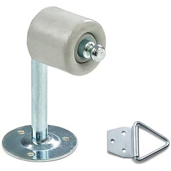 Ограничитель дверной  настенный 90мм с фиксатором серый