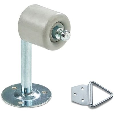 На картинке «Ограничитель дверной  настенный 90мм с фиксатором серый»