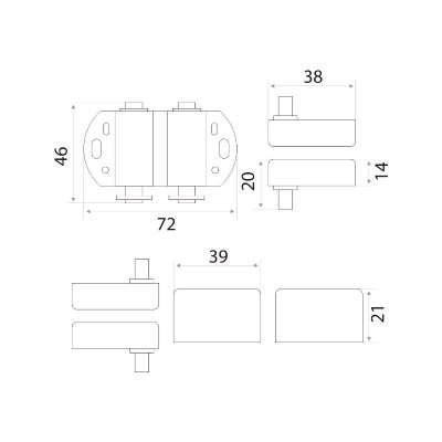 На картинке «Магнит для стеклянных дверей 2-ой (17.02.02) хром»