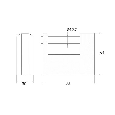 На картинке «Замок навесной "Trodos" (Box) BC2-3-90 (HBX-990)  полимер »