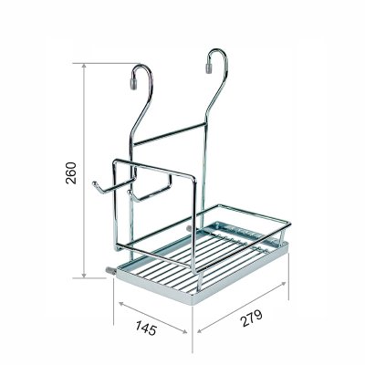 На картинке «Полка на рейлинг Trodos "KS-2013" прямоугольная 1-ярусная, хром»