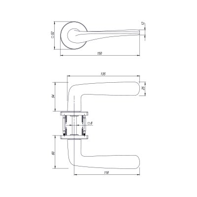 На картинке «Ручка раздельная Vrata "2231" серия 06 slim, сатиновое золото матовый»