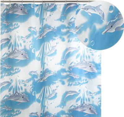 На картинке «Штора для ванной 020А-02 (голубые дельф)»