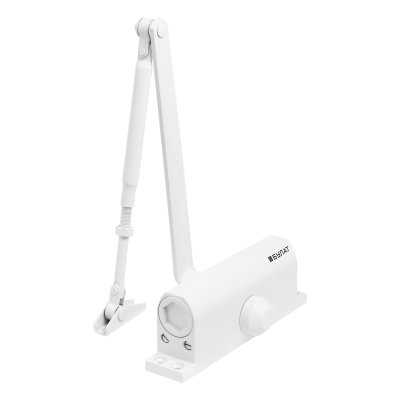 На картинке «Доводчик дверной БУЛАТ  ULTIMATE ДД-120 A-W (60-140 кг) белый, морозостойкий»