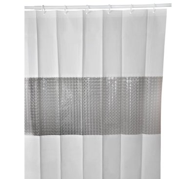 На картинке «Штора для ванной Peva с 3D вставкой (белая) 1,8*2,0»