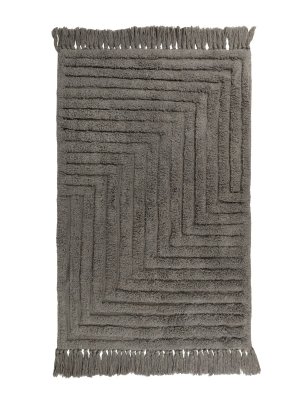 На картинке «Ковер Zenfort "Прованс Зигзаг" с кистями, хлопок, 60х100см, серый»