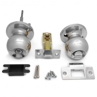 На картинке «Ручка-защелка /кноб/межкомнатная SOLLER ЗШ-03  хром без ключа с фиксатором»