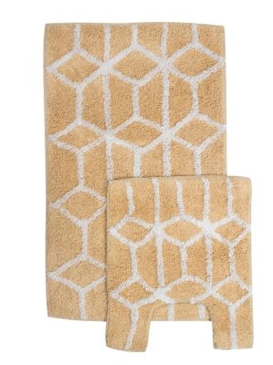 На картинке «Набор 2 ковра хлопок Лабиринт бежевый  40*45, 50*80»