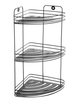 На картинке «Полка настенная Delphinium 3-ярусная угловая "W7256-3", черная»