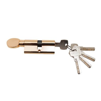 На картинке «Механизм цилиндровый "Trodos Латунь"ЦМВП 70-5К 5 перфоключей/вертушка, золото (PB)*»