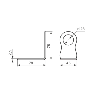 На картинке «Проушина угловая 80х80х45 "Домарт" чёрная »