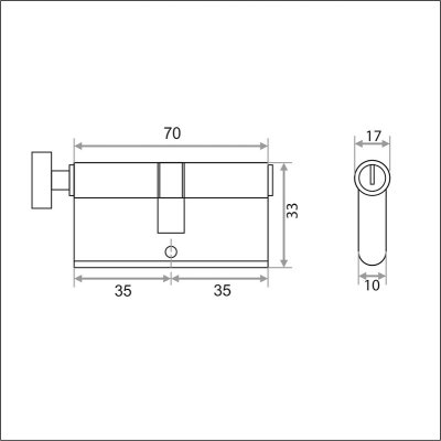 На картинке «Механизм цилиндровый "Trodos ЦАМ"ЦМВП 70-5К 5 перфоключей/вертушка, хром (CP))»