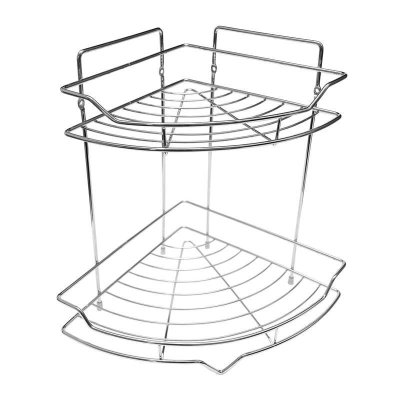 На картинке «Полка настенная Delphinium 2-ярусная угловая "АЕ-435", хром»
