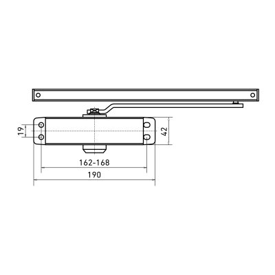 На картинке «Доводчик дверной БУЛАТ ARCTIC ДД 502/4 AH-B (40-90 кг) черный  со скольз. тягой, »