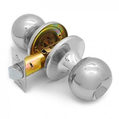 На картинке «Ручка-защелка /кноб/ межкомнатная SOLLER ЗШ-05 BKPS CP хром  без ключа и фиксатора»