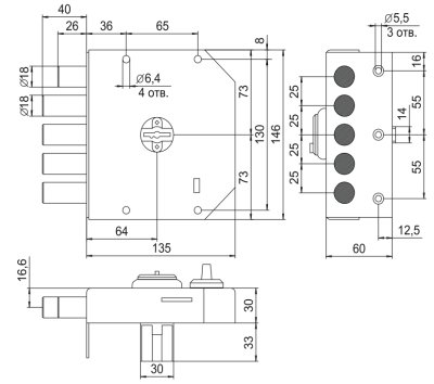 На картинке «Замок накладной "Эльбор Гранит" 1.06.61 КМА»