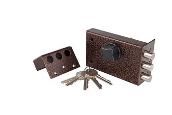 Замок накладной Trodos ЗНЦ цилиндровый, 3-х ригельный, вертушка