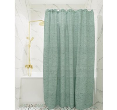 На картинке «Штора для ванной SC9601B лён (бирюзовая) 1,8*2,0»