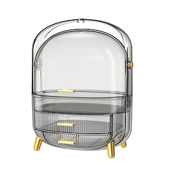 Органайзер для косметики с ручкой 29,1х21,2х36,3см 5298 серый Akvali