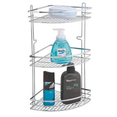 На картинке «Полка настенная Delphinium 3-ярусная угловая "АЕ-1188", хром»