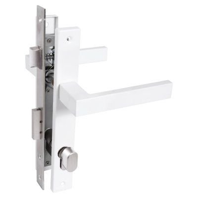 На картинке «Замок врезной с/руч СТАНДАРТ 8520.02.9016 белый, ключ-вертушка »