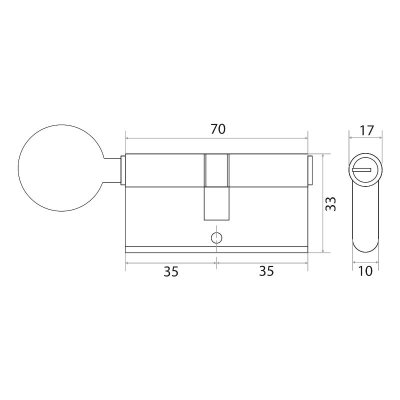 На картинке «Механизм цилиндровый "Trodos Латунь"ЦМВП 70-5К 5 перфоключей/вертушка, золото (PB)*»