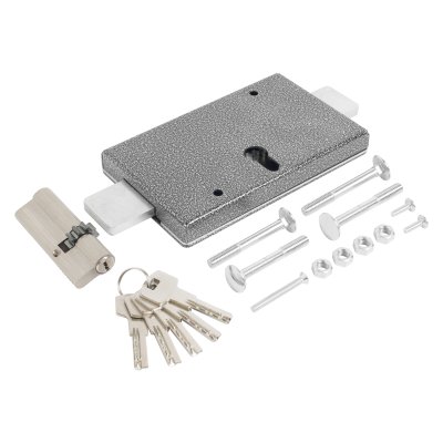 На картинке «Замок накладной тяж АЛЛЮР ЗГЦ серебро»