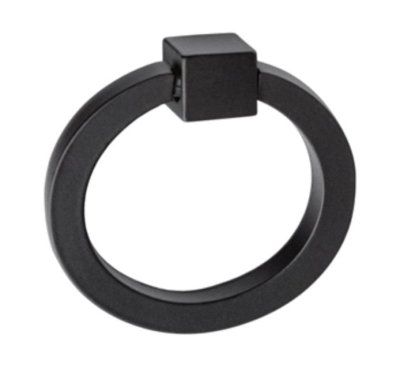 На картинке «Ручка-подвеска мебельная Trodos "11203" сплав ЦАМ 40гр, черный матовый»