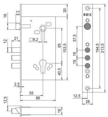 На картинке «Замок врезной "Эльбор Rex" 1.2 »