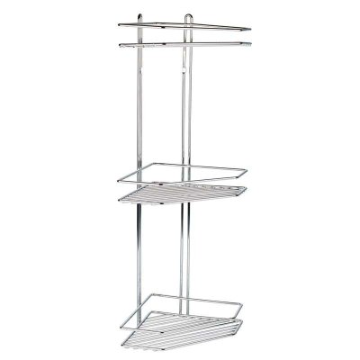 На картинке «Полка настенная Delphinium 3-ярусная угловая "AE-672", хром»