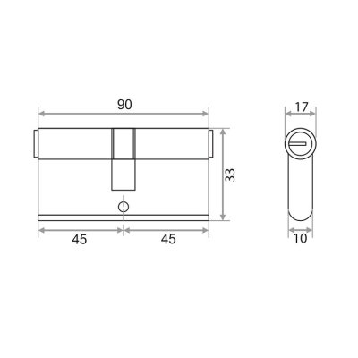 На картинке «Механизм цилиндровый "Trodos ЦАМ" ЦМП 90-5К 5 перфоключей, хром (CP)»