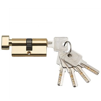 Механизм цилиндровый Trodos ЦМВП 70(35х35) латунь 5 ключей, золото, блистер