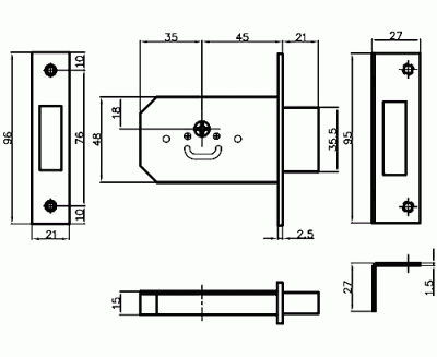 На картинке «Замок врезной ЗВ 8-955 "Крест" 5 крестовых ключей,  хром (под KALE 105 F) »