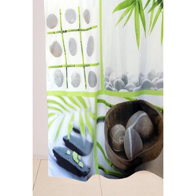 На картинке «Штора для ванной "Delphinium" WS-817 "Утро" люверс/утяжелитель (180х180мм)»