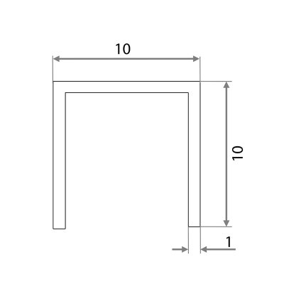 На картинке «Направляющая для раздвижных дверей "Нижняя" П-образная, 10мм, 1м »