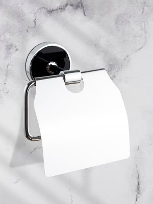 На картинке «Держатель для туалетной бумаги Zenfort коллекция "Либретто" закрытый, черный»