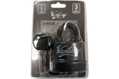 На картинке «Замок навесной "Vantage" LD3-50 (1-55) 4 ключа,влагозащищенный (блистер)»
