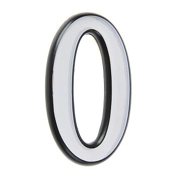 Цифра дверная пластик Аллюр Большая 0 клеевая, хром														