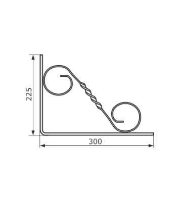 На картинке «Кронштейн фигурный "Домарт" 300х225 мод.3 витой черный»