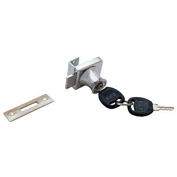 Замок-стекло №804 квадратный хром, 2 пластик ключа