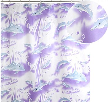 Штора для ванной 020А (фиолетовые дельф)
