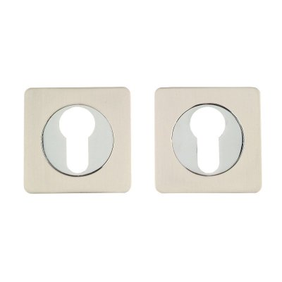 На картинке «Накладка на цилиндр "Trodos" ET02-AL SN/CP "квадрат" никель/хром»