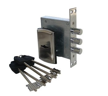 Замок врезной Верхний Петроник YS-776 3 круглых ригеля, сувальдный, 5 ключей