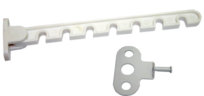 На картинке «Ограничитель оконный для пластиковых окон "7- гребёнок" (L-165мм) пластик белый (М-К)»