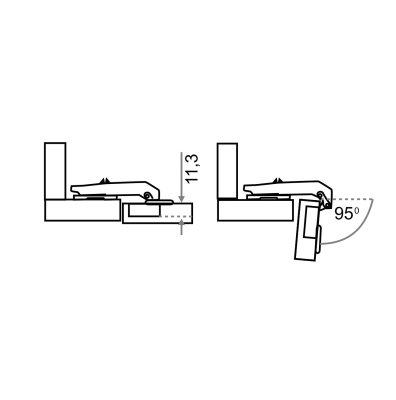 На картинке «Петля мебельная  для фальш-панелей-90° SLIDE-ON с доводчиком (11.15.02) »