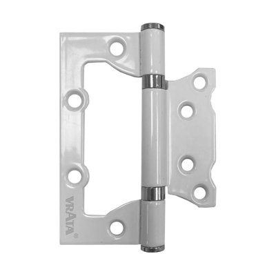 На картинке «Петля накладная Vrata 100х75х2,0 без врезки, б/к, белый матовый»