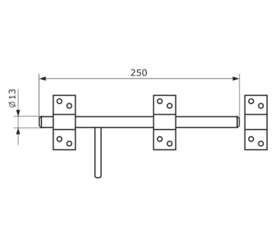 На картинке «Засов гаражный ЗУ-250мм универсальный, медь (Домарт)»