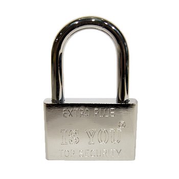 Замок навеснойExtraВС-90L прямоугольный, дл.дужка, хром, 4 финских ключа